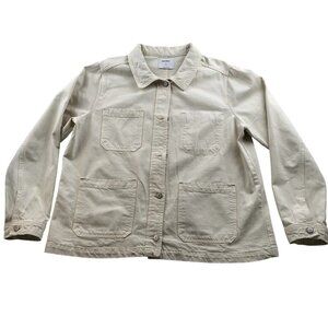 Old Navy Women's Chore Coat Size XL Long Sleeve Beige Utility Casual Overcoat